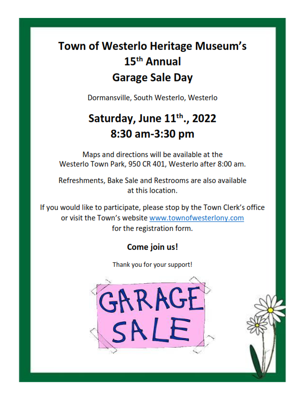 Town Wide Garage Sale Town of Westerlo