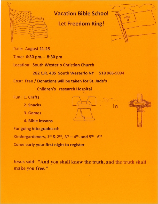 South Westerlo Christian Church Vacation Bible School Town of Westerlo