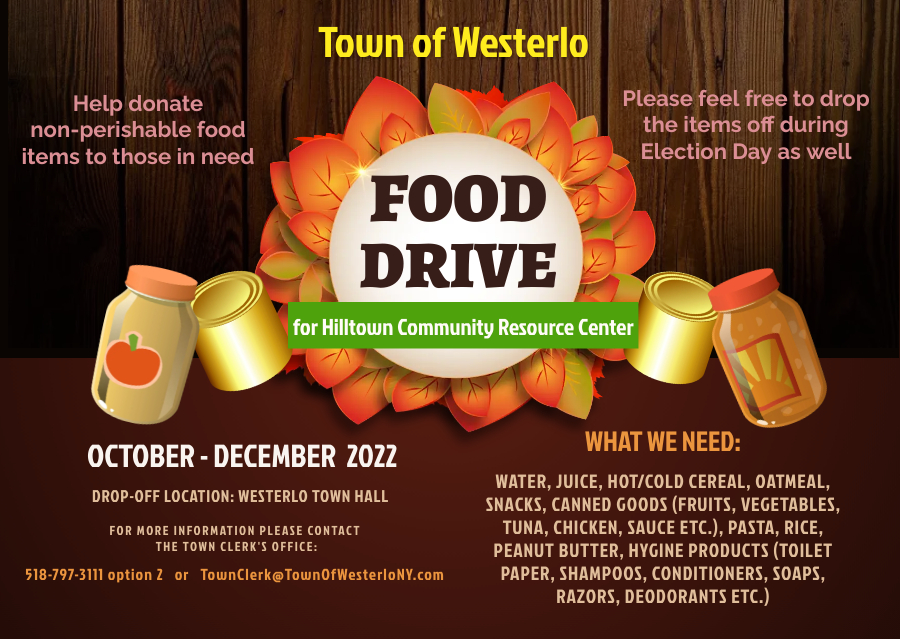 Town of Westerlo Food Drive for Hilltown Community Resource Center