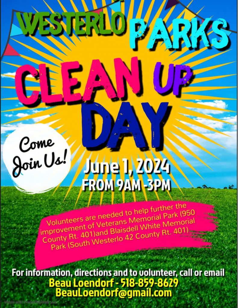 Join the Town of Westerlo for Park Clean Up Day! Town of Westerlo